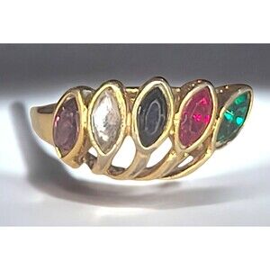 Vintage Lind Ring Faux Gemstones Gold Electroplated Ring 6.75